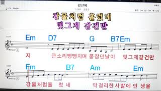 왕년에/전영진💋노래방, 악보,반주, 가라오케 ,코드, 가사 .💖Karaoke, Sheet music ,Chord, Lyrics ,MR