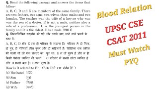 Blood Relation UPSC CSE CSAT 2011 PYQ Solved