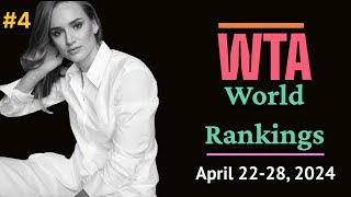 This Week WTA Rankings, 22-28 April 2024. Top 10 Female Tennis Players in World Rankings Today