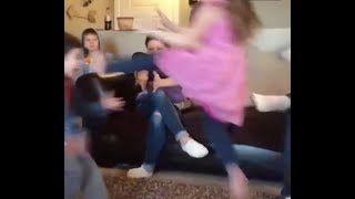 SISTER FLYING KICKS BROTHER !!