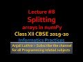Splitting Numpy Arrays in Python | split, hsplit and vsplit | CBSE Board XII IP 2020