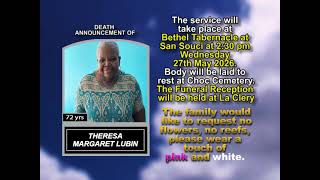 Theresa Margaret Lubin ~ Short Obituary