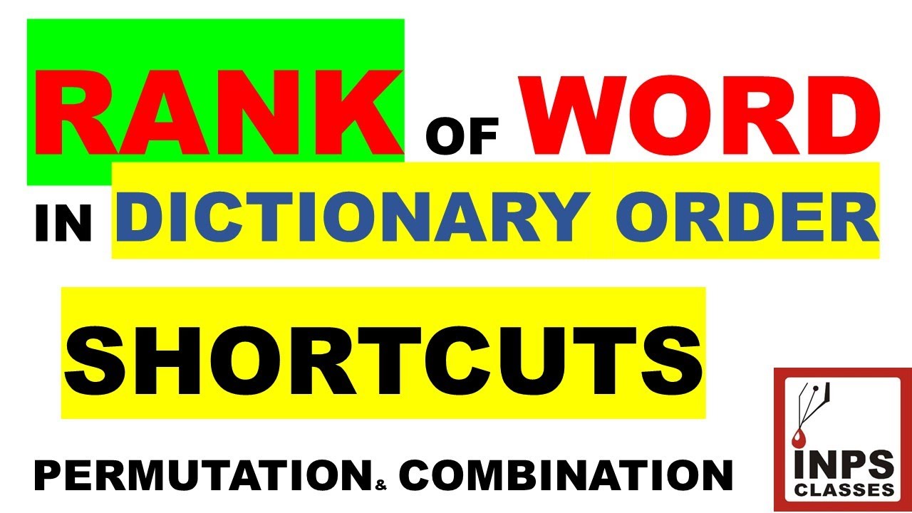 Shortcut To Find Rank Of Word In Dictionary Order Permutation ...