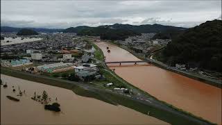 2018年7月7日　福山市芦田川　高水状況空撮