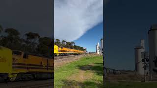 TRAINS AM22 Lots of vintage power on show on Aurizon Grain Train with Yellow ALF23 leading! 13/07/23