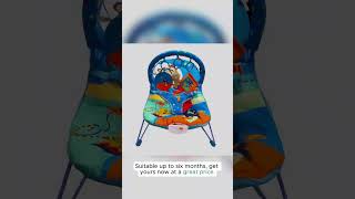 LADIDA My First Blue Circus Baby Bouncer Cradle with Vibration and Sound to Relax and Entertain Baby