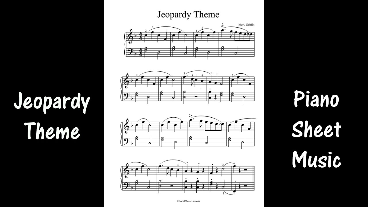 Jeopardy Theme Piano Lesson Sheet Music Youtube