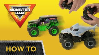 How to race Grave Digger and Megalodon! Monster Jam Racing Rivals!