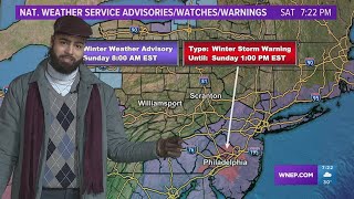 7PM Update: Winter Storm Warnings for Philadelphia as snow begins to fall across the northeast