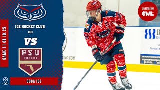 Florida Atlantic University Owls vs Florida State University Seminoles | Ice Hockey 01/10