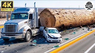 Extreme Dangerous Big Logging Wood Truck Driving Skill | Fastest Chainsaw Cutting Tree Machines #23