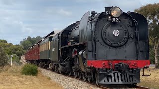 621 in Black on the Cockle Train at SteamRanger