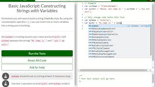 Basic JavaScript Constructing Strings with Variables free code camp Dani