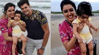 1st time beach-க்கு சென்ற samaira papa | Bigboss Ganesh enjoying at beach with his wife and daughter