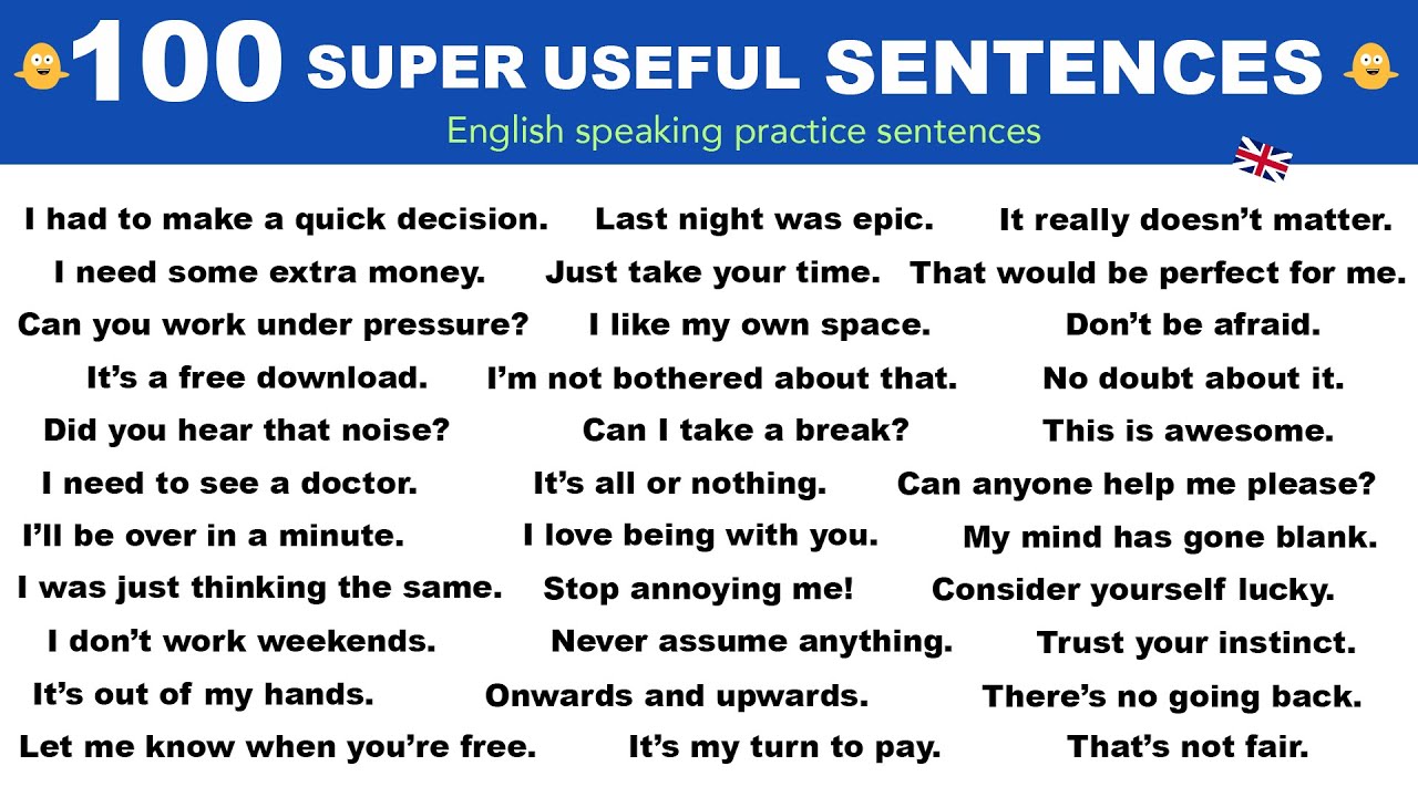 100 Super Useful English Sentences | Daily Spoken English | English ...