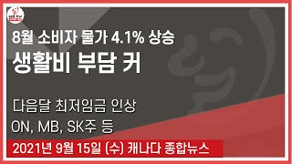 8월 소비자물가 4.1% 상승 - 2021년 9월15일 (수)