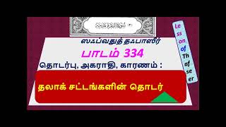 ஸஃபவதுத்தஃபாஸீர் ஸூரத்துல் பகரா பாடம் 334 - தலாக் சட்டங்களின் தொடர்