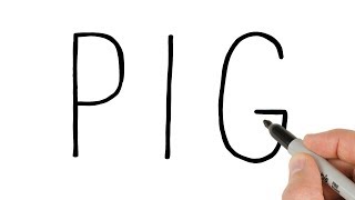 How to turn word PIG into animal drawing 🐽 SUPER EASY