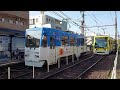 朝の鹿児島市電の南鹿児島駅前電停と乗降客　minami kagoshima station stop and passengers in the morning.