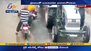 Man Survives Miraculously as Tractor-Trolley Moves over His Head | తలపై నుంచి ట్రాక్టర్‌ టైరు