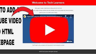 How to add a youtube videos in html webpage#html5#learnhtml5andcss3 #tech #easy #cssanimation #css3