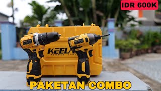 Katanya Ini Paketan Combo Bor Cordless Murah Terbaik? Review Bor Brushless Keelat 3 Mode