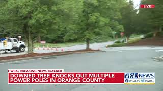 Downed tree knocks out multiple power poles in Orange County