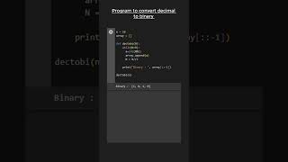 Program to convert DECIMAL to BINARY in Python 🆒😁
