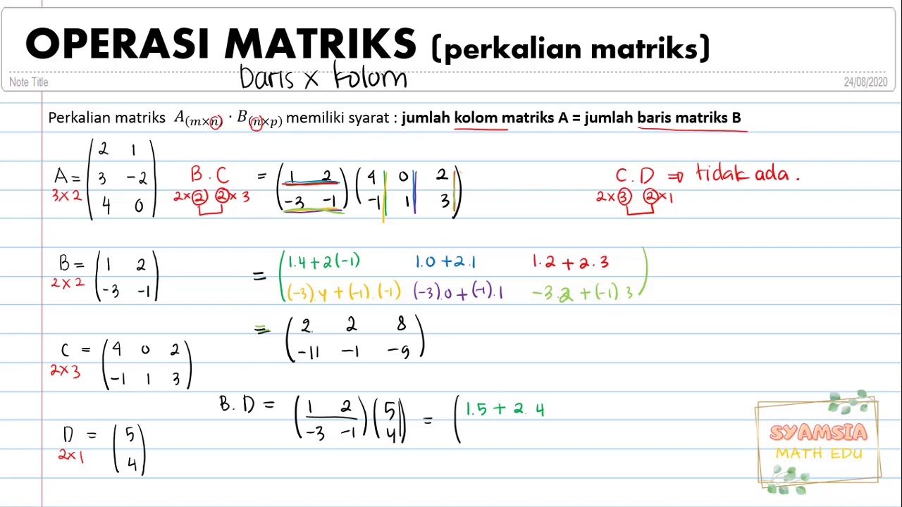 PART 5. PERKALIAN DAN PERPANGKATAN MATRIKS - YouTube