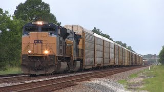 4 trains in 19 minutes w/ CSX SD70ACe, UP\u0026NS Power