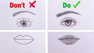 Don't VS Do || How to draw Lips, Eye, Nose and Hair | Drawing Tutorial