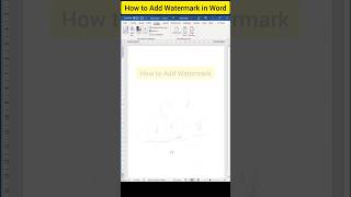 How to add watermark in Microsoft Word Text Watermark and Picture Watermark #shorts #word