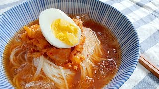 냉면 육수없이 시원한 김치말이국수 만들기 : 세상에서 제일 간단한 레시피!