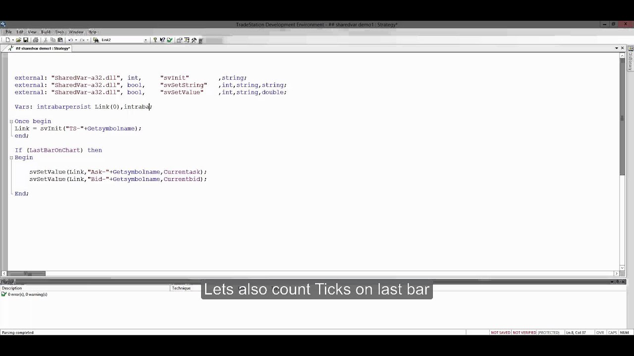 Sharedvar Tradestation Easylanguage Demonstration Youtube