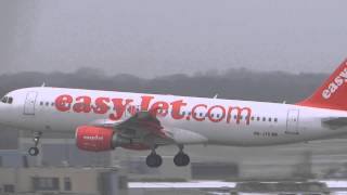 Easyjet A320 landing at Hamburg airport HB-JYD