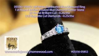 18K White Gold  1 ct Treated Blue Diamond Ring #05556 / 05852