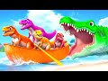 3 Color T-Rex vs. Giant Crocodile: Epic Dinosaur Battle | Jurassic Zoo Adventure Fights