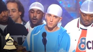 Eminem accepting the GRAMMY for Best Rap Album at the 45th GRAMMY Awards | GRAMMYs