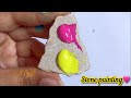 How to paint on rock🩷💛| Easy Acrylic painting for beginners #painting #rockpainting