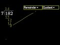 divide 182 by 7 remainder . division with 1 digit divisors . how to do