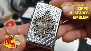 Zippo 3D SPADES Decorated in Germany | Street Chrome Finish Emblem | Zippo Regular | ARCz-39