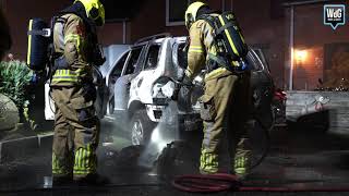 Autobrand op oprit van woning in Stramproy