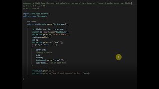 Sum of each terms of Fibonacci Series (using Java) || NOOB CODER