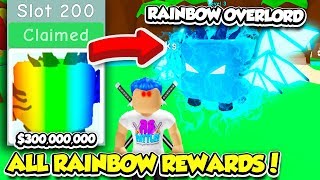 I BOUGHT ALL 200 RAINBOW REWARD SLOTS AND GOT THE TIER 200 PET IN BUBBLE GUM SIMULATOR!! (Roblox)