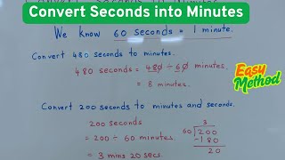 How to Convert Seconds into Minutes? Conversion of Seconds to Minutes | #conversionoftime #maths