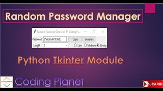 Random Password Generator || Python Tkinter Module || Mini Projects || Coding Planet