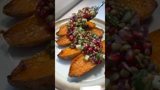 Sweet Potato with lentil and pomegranate salad