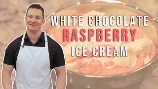 How to make WHITE CHOCOLATE RASPBERRY ICE CREAM I Weekly Cheats