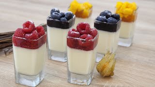 تحلية باردة بالفواكه 🫐🍓🥭😍 وصفة بلا ميزان بالكوب و الملعقة