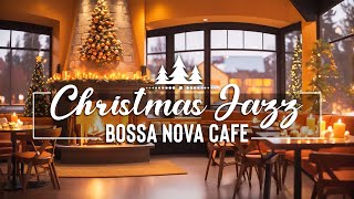 Instrumental Christmas Jazz Music with Cracking Fireplace 🔥🎄Cozy Christmas Coffee Shop Ambience